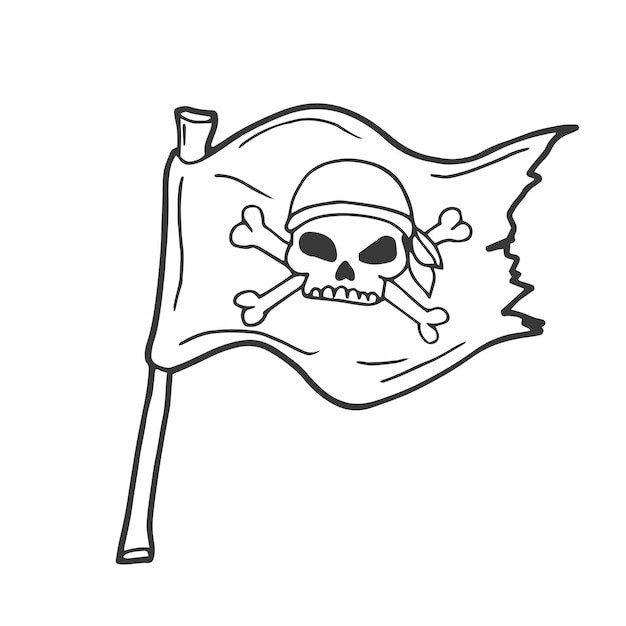 Doodle style jolly roger skull and crossbones illustration in vector format