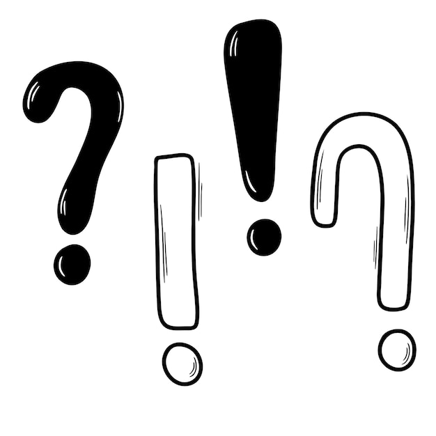 Doodle style question symbol and exclamation mark Text symbols