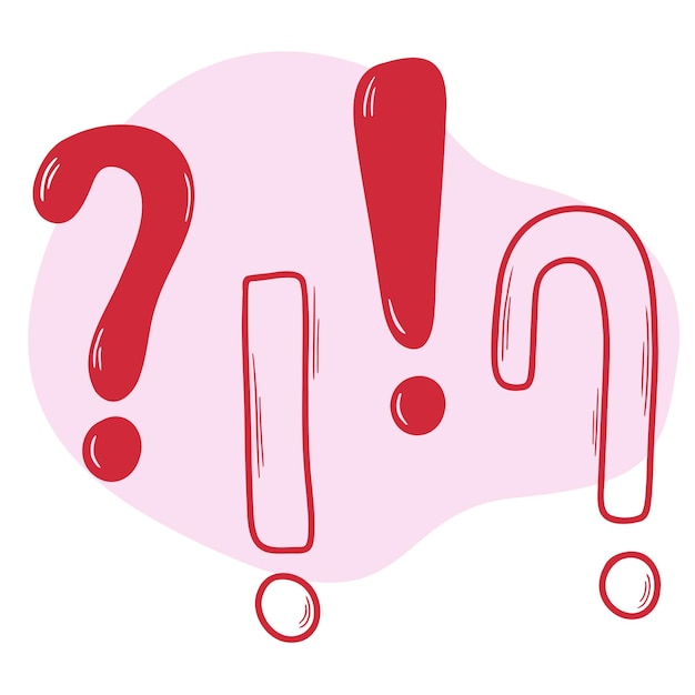 Doodle style question symbol and exclamation mark Text symbols