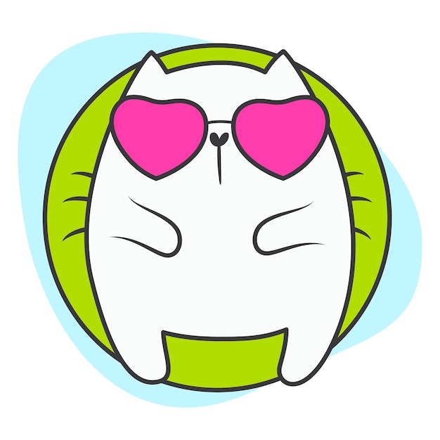 Doodle summer cute cat. Ideal for stickers. Vector illustartion.