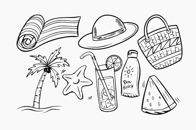 Doodle summer illustration collection