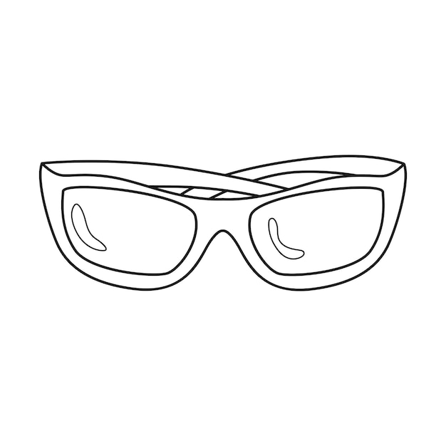 Doodle Sunglasses with yellow frames Summer personal accessory Folded sunglasses Equipment for hiking tourism travel Outline black and white vector illustration isolated on a white background