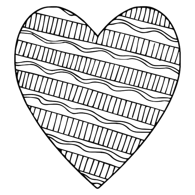 Doodle surreal fantasy heart line pattern coloring page for adults seamless pattern Hand drawn simple illustration