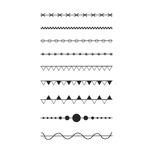 Doodle text dividers Hand drawn divide Vector line set