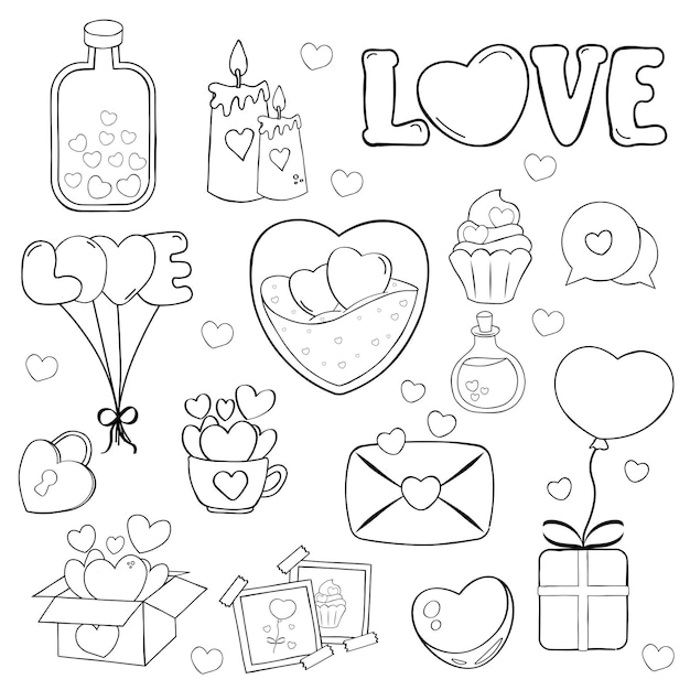 Vector doodle valentines day element collection