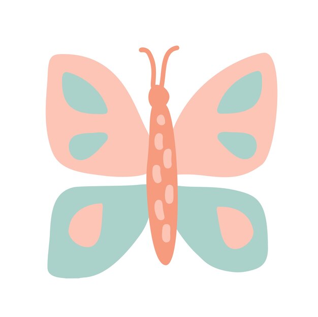 Doodle of vector butterfly Hand drawn illustration Colorful cartoon simple element for design print