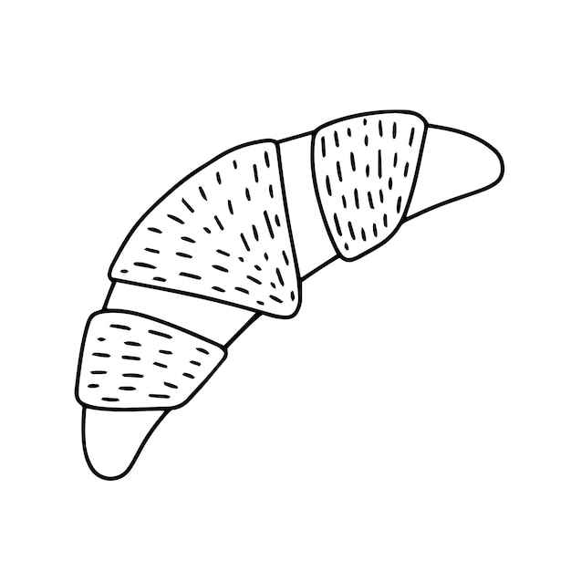 Doodle vector croissant illustration Hand drawn cute croissant isolated