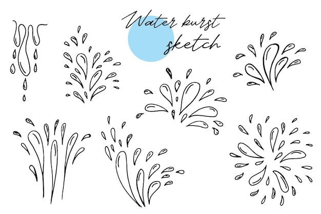 Doodle water burst splash illustration hand drawing style vector