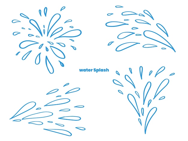 Doodle water splash hand drawn sketch illustration starburst sparkle sunburst set Line sparkle