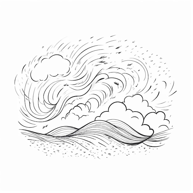 Doodle of wind gust isolated on a white background hand drawn vector illustration