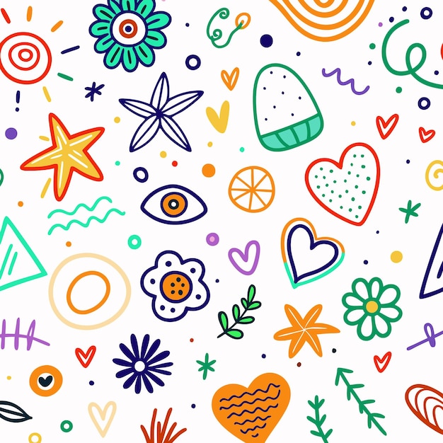 Doodles pack set of various drawn shapes