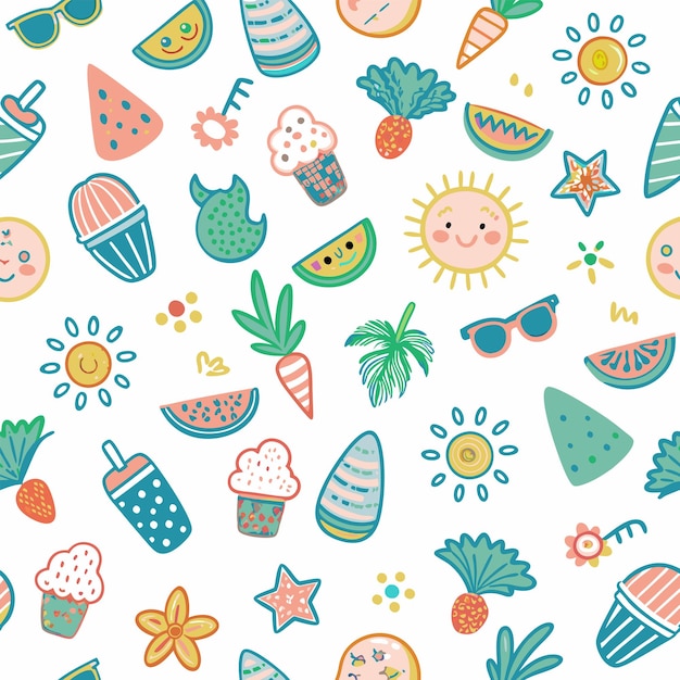 Vector doodles pattern color