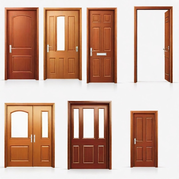 Door cartoon vector set White background isolated