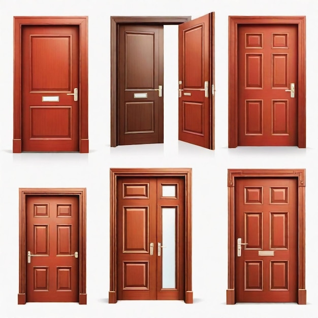 Door cartoon vector set White background isolated