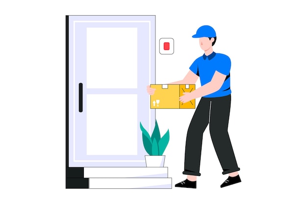 Door To Door Delivery Flat Style Design Vector illustration. Stock illustration