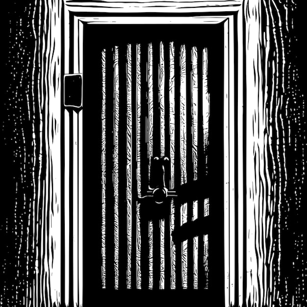 door locked vector illustration engraving