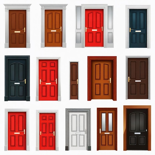 Door vector set white background isolated a high quality