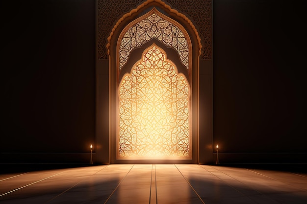 a door with a light shining through it