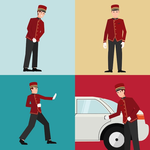 Doorman Hotel Vector Set