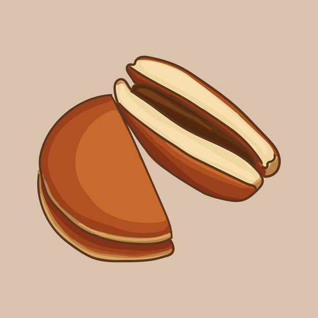 Vector dorayaki with bean paste. traditional japanese pastries