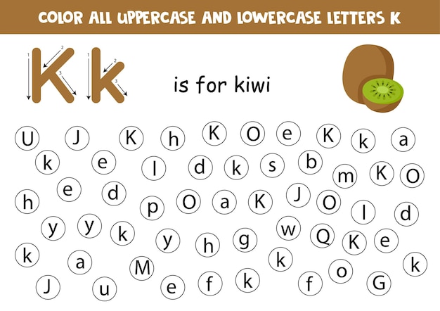 Dot all letters K Educational worksheet for learning alphabet