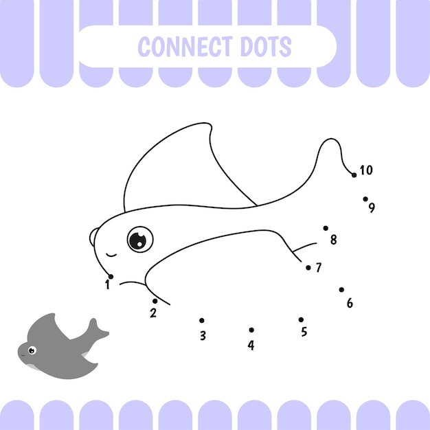 Dot to dot educational game for preschool kids Activity worksheet Crampfish Vector Illustration