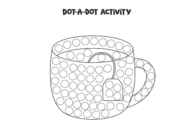 Dot a dot game for preschool kids Cartoon cup of tea