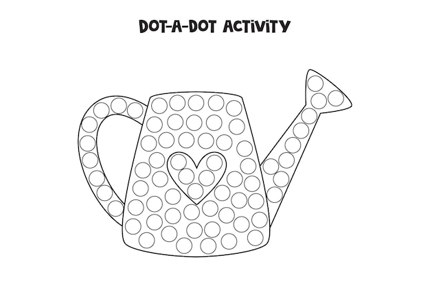 Dot a dot game for preschool kids Cartoon watering pot