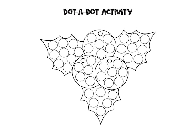 Dot a dot game for preschool kids Christmas holly