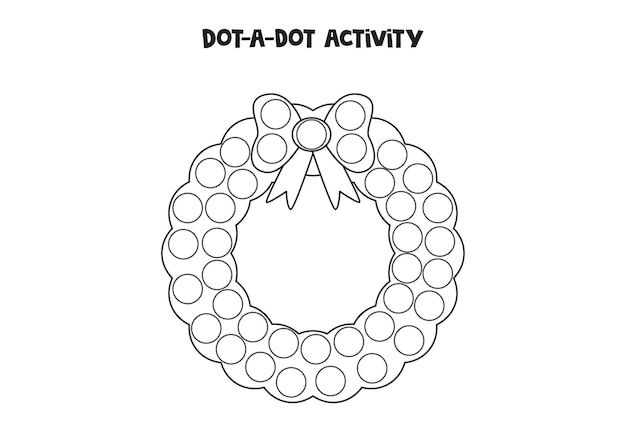 Dot a dot game for preschool kids Christmas wreath