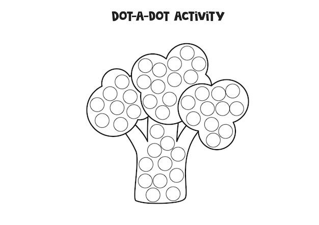 Dot a dot game for preschool kids Cute broccoli