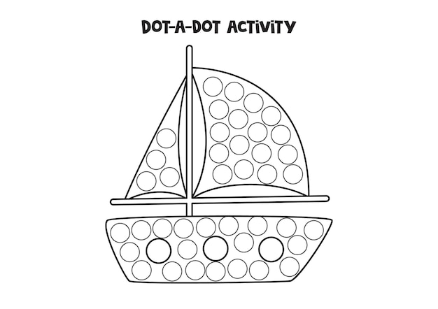 Dot a dot game for preschool kids Cute yacht