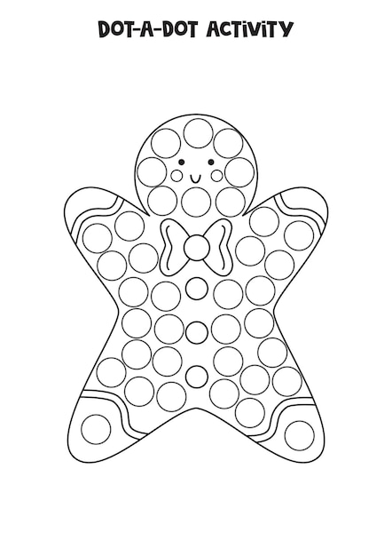 Dot a dot game for preschool kids Hand drawn Christmas cookie