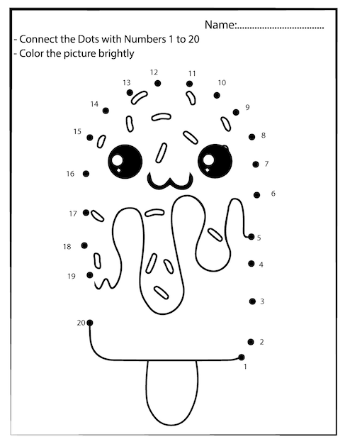 Dot to Dot Kawaii coloring page Cartoon sweet design Printable activity worksheet for children