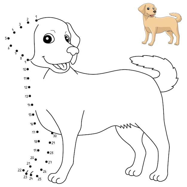 Dot to Dot Labrador Retriever Isolated Coloring