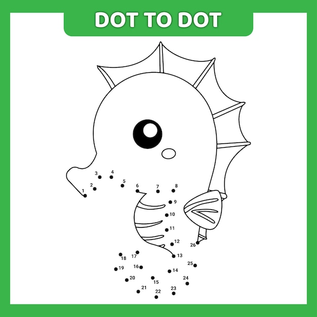 Vector dot to dot ocean animals for kids