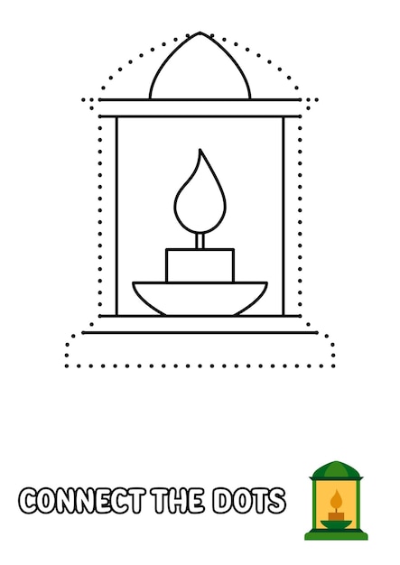 Dot to dot page with Oil Lamp for kids