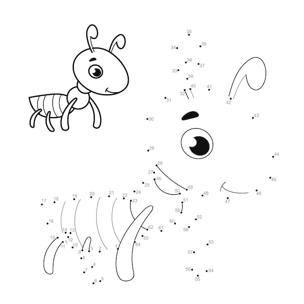 Dot to dot puzzle for children. Connect dots game. ant illustration