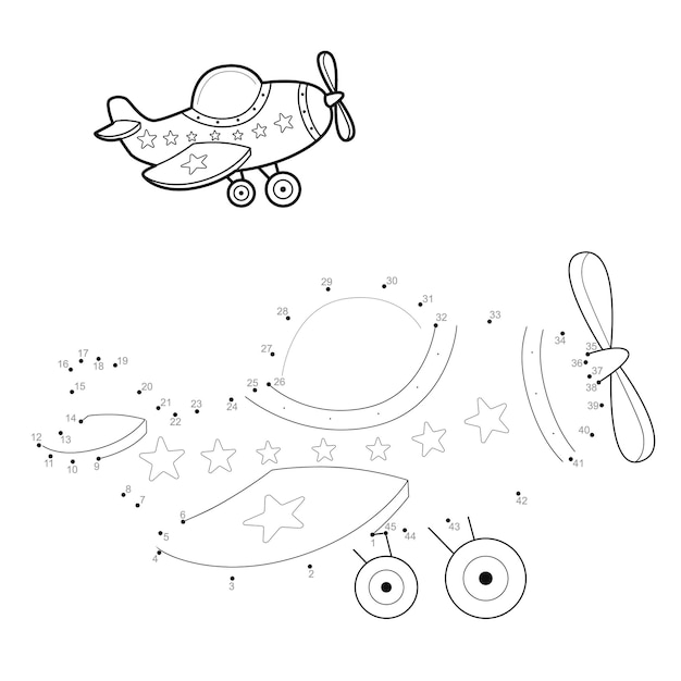 Dot to dot puzzle for children. Connect dots game. plane illustration