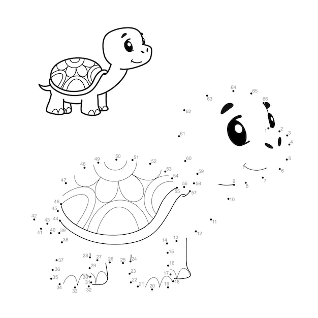 Dot to dot puzzle for children. Connect dots game. turtle illustration