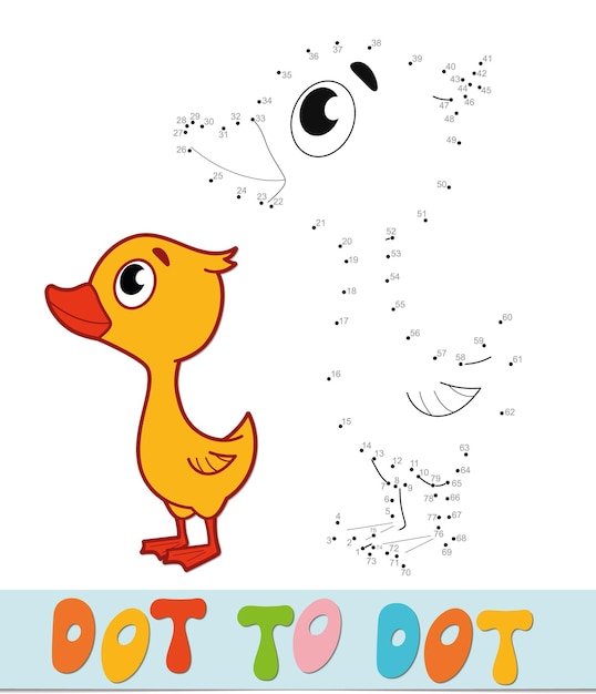 Dot to dot puzzle. Connect dots game. duckling vector illustration