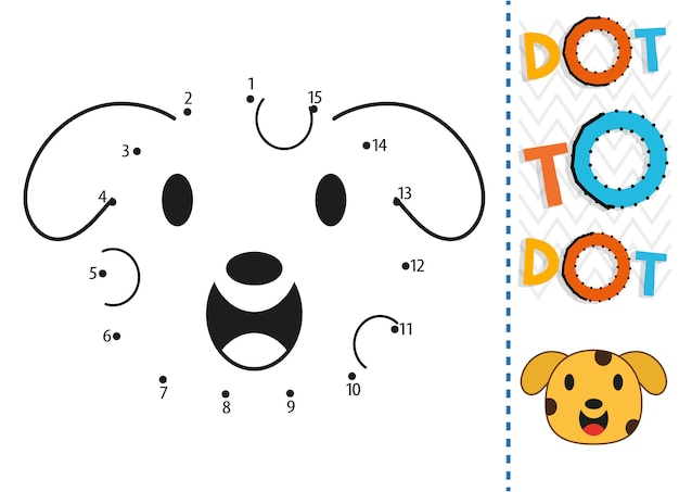 Dot to dot worksheet for kids. Connection dot coloring page. Point to point.