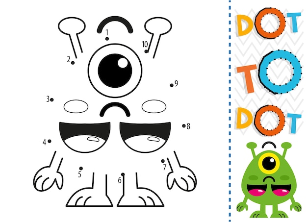 Dot to dot worksheet for kids. Connection dot coloring page. Point to point.