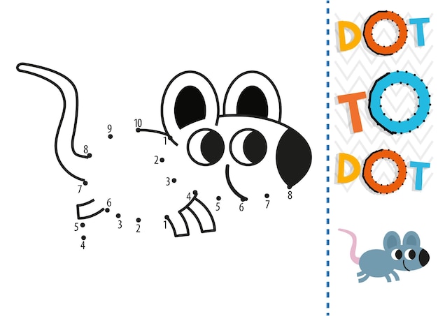 Dot to dot worksheet for kids. Connection dot coloring page. Point to point.