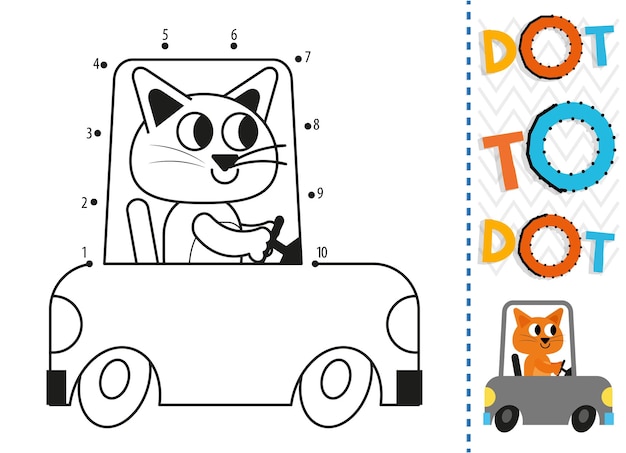 Dot to dot worksheet for kids. Connection dot coloring page. Point to point.