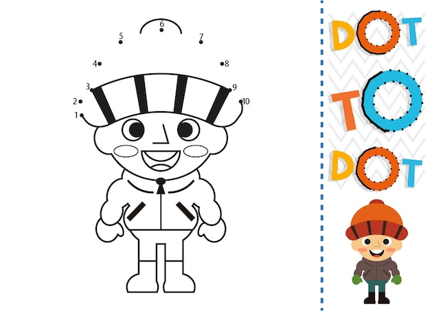 Dot to dot worksheet for kids. Connection dot coloring page. Point to point.