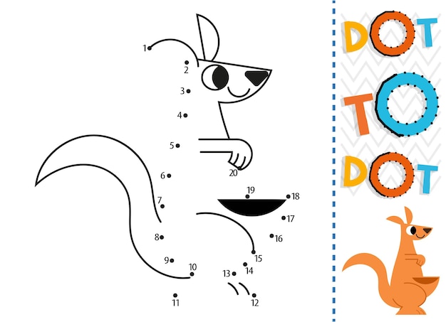 Dot to dot worksheet for kids. Connection dot coloring page. Point to point.