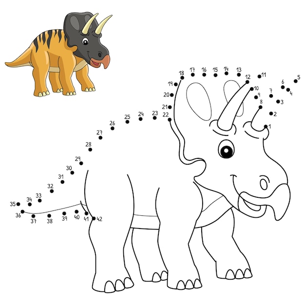 Dot to Dot Zuniceratops Dinosaur Coloring Page