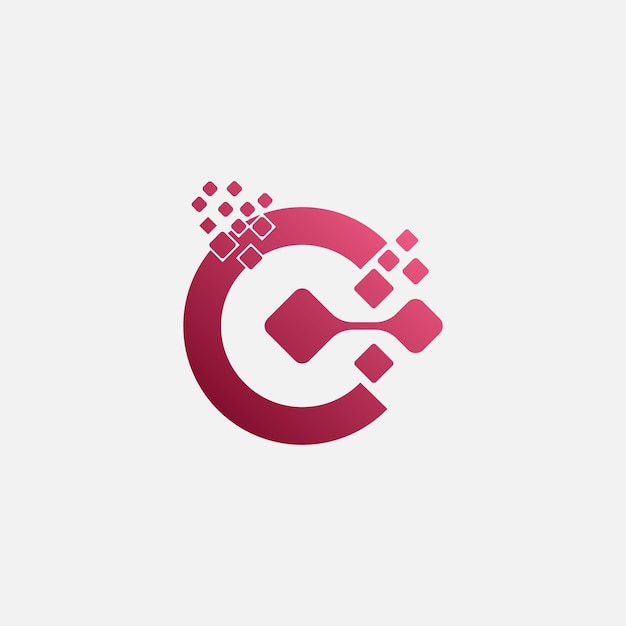 Dots Letter C Logo. C Letter Design Vector with Pixel.