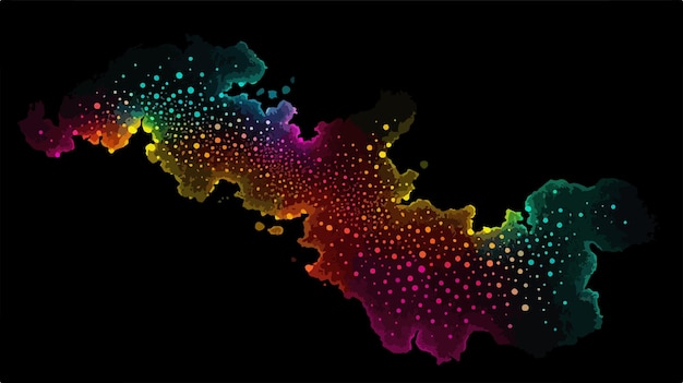 Vector dotted borneo island map with spectrum colors